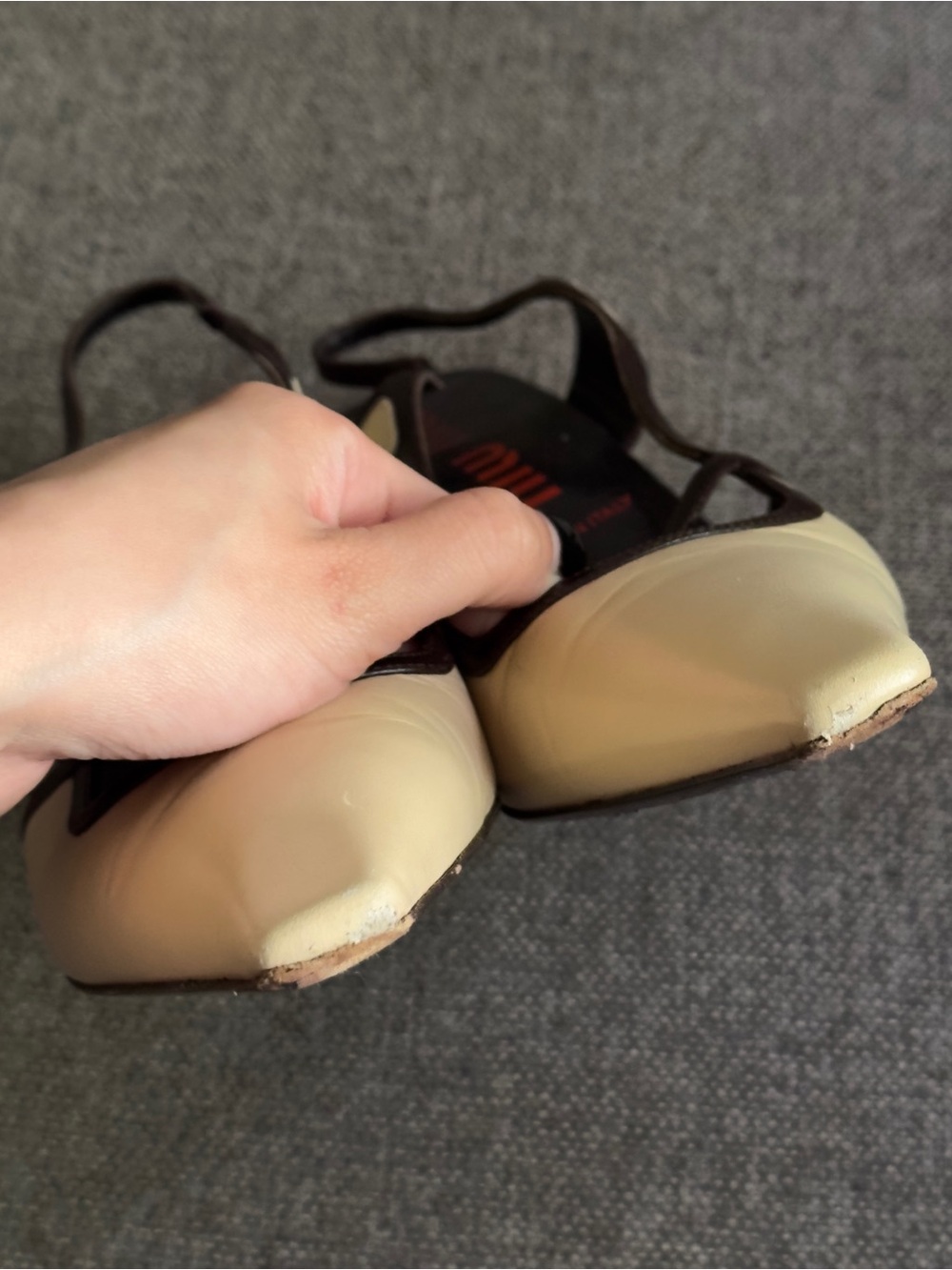 Vintage Miu Miu beige & brown heels - Picture 4 of 9
